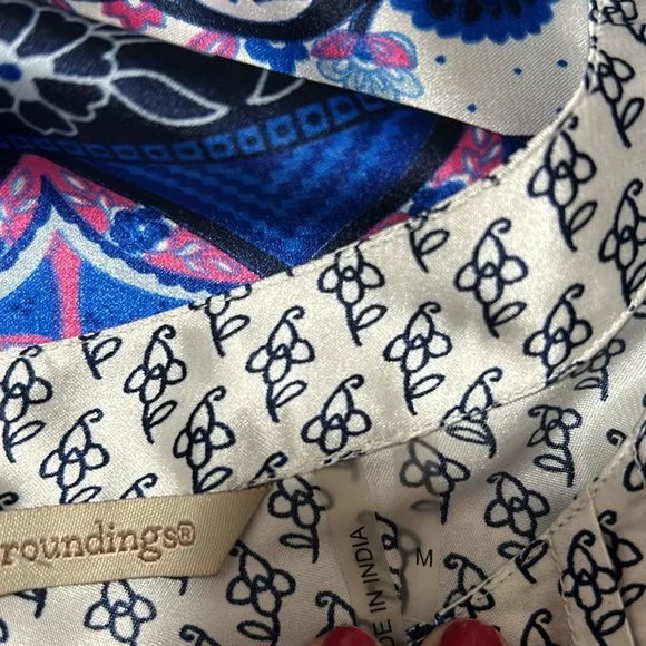 Soft Surroundings Blue and Pink Patterned Blouse - Picture 6 of 7